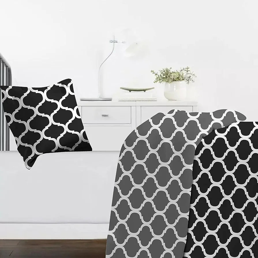 Divine Casa Microfiber Reversible Single Bed AC Duvet Cover with 1 Pillow Cover for Quilt,Comforter,Blanket - Black Grey