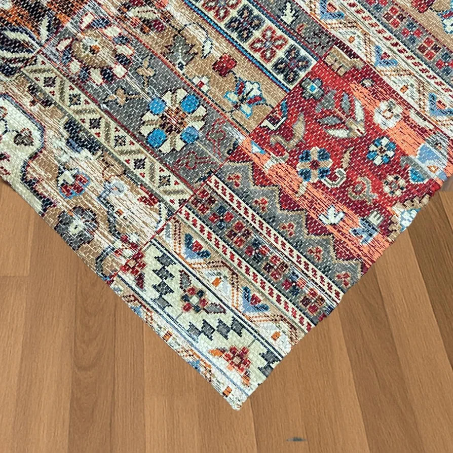 SAJAVAT HOME Cotton Printed Rectangular Floor Rug| Soft and Durable Indoor Carpet for Living Room, Bedroom, Kitchen, and Home Decor | Red Multi Area Rug | 3X5 Feet  | Pack of 1