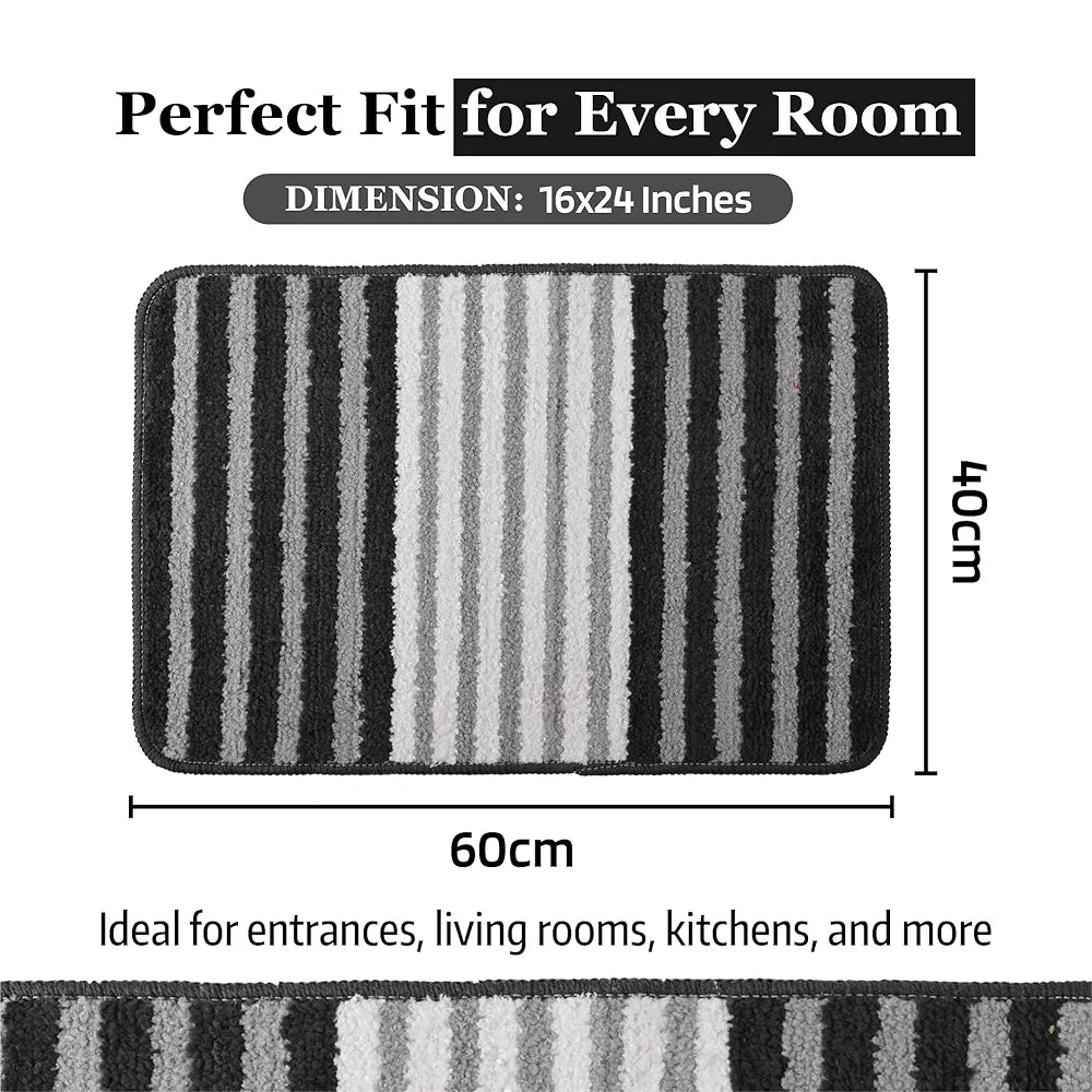 Kuber Industries 16x24 Inch Anti-Skid Water-Absorbent Door Mats for Home | Durable Main Entrance Footmat for Bathroom, Living Room & Office | Pearl Lining -Grey