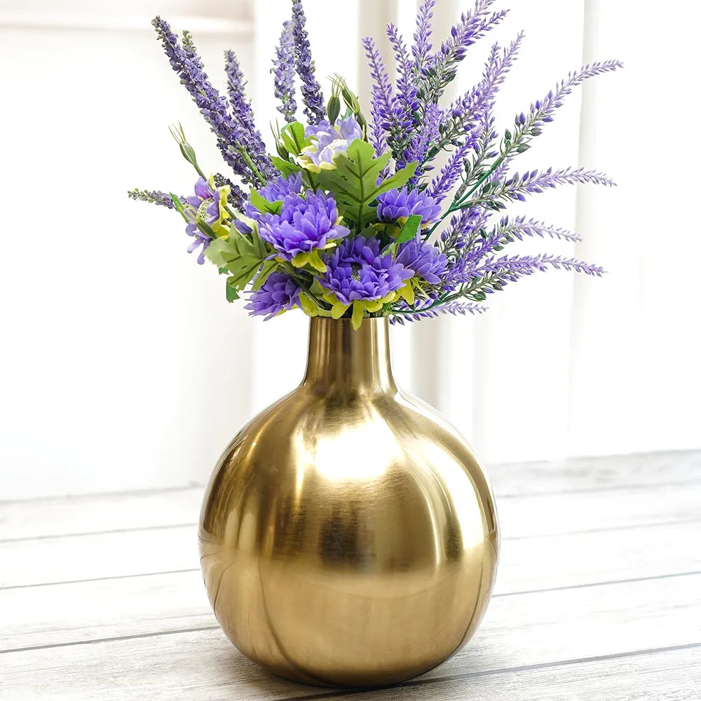 Behoma Metal Flower Vase for Home Dcor Living Room Office Wedding | Table Decorative Item for Festivals Birthday Golden Vase 1Pcs 