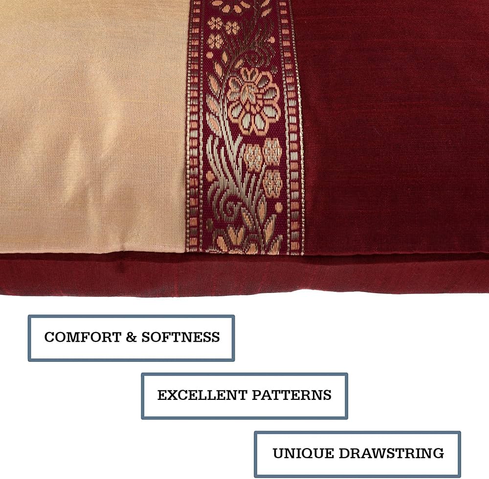 Kuber Industries Cushion Cover | Pillow Covers for Sofa | Throw Cushion Cover | Dupion Polyester Cushion Covers | Center Lace Cushion Covers | Set of 5 | 16 Inch | Maroon