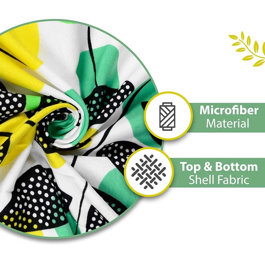 Divine Casa 120 GSM Microfiber Single Dohar | Soft & Lightweight Throw Blanket | Cozy & Breathable | All-Season Comfort | 210 x 140 CM | Tropical Leaf Pattern | Green & Yellow