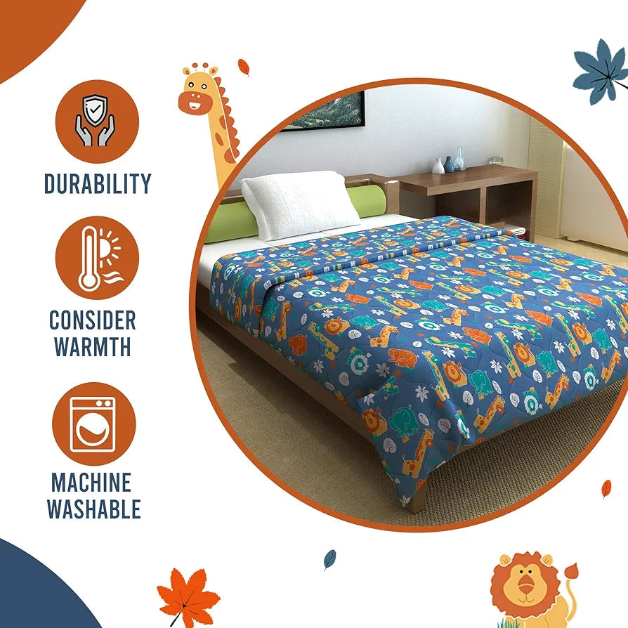 Divine Casa 120 GSM Cotton Single Bed Comforter | Soft & Lightweight Reversible All-Season Blanket | Cozy & Breathable Bedding for Adults | 230x 145 cm, Iris Deep