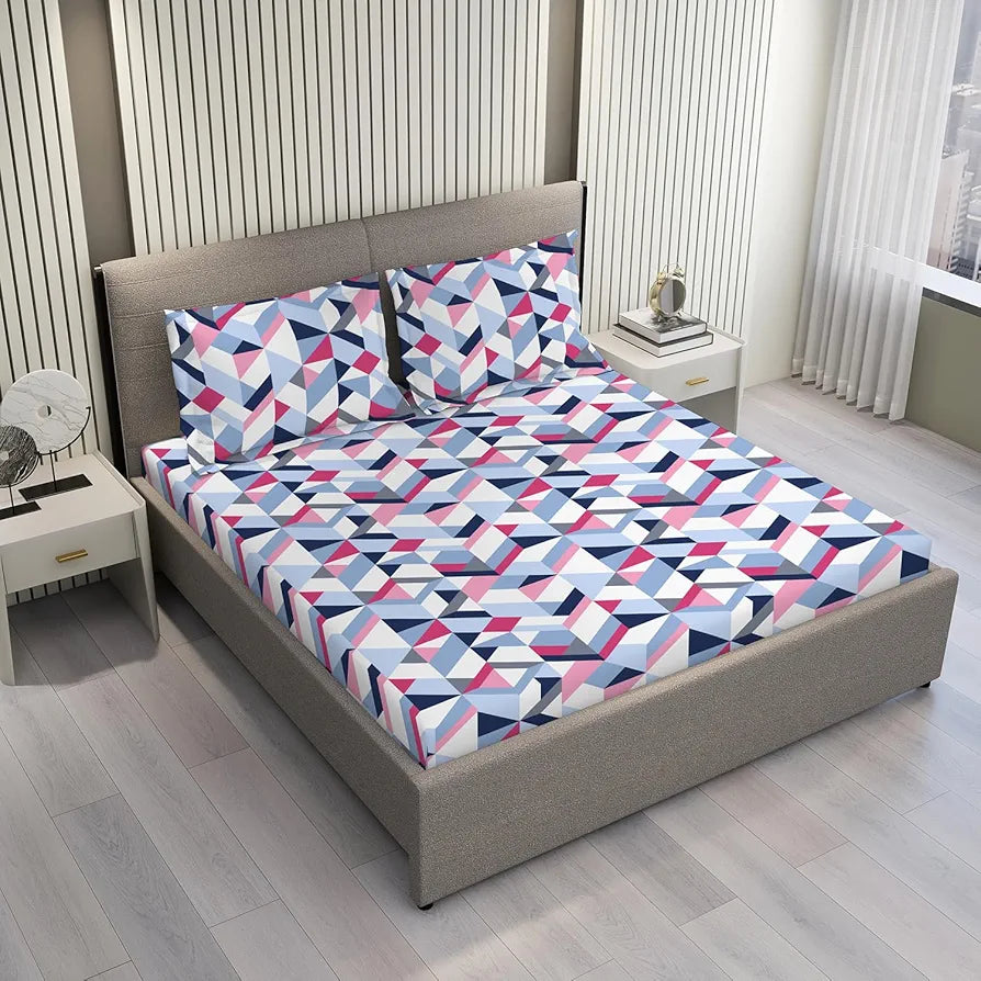 Layers Argos Bedsheet Set for All Seasons - Lightweight, Moisture Absorbent, Machine Washable & Easy to Care - 225 CVC - King Size 