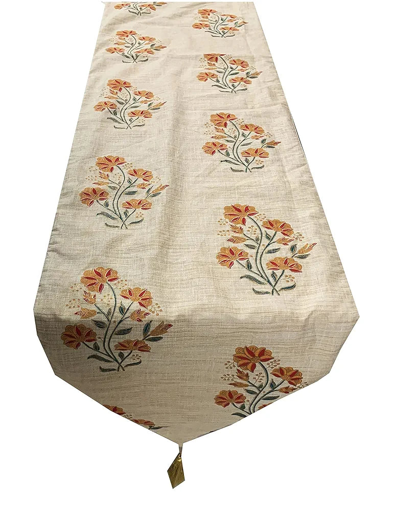 Pink parrot- Jute Silk Table Runner 12x70 inch-1 pc