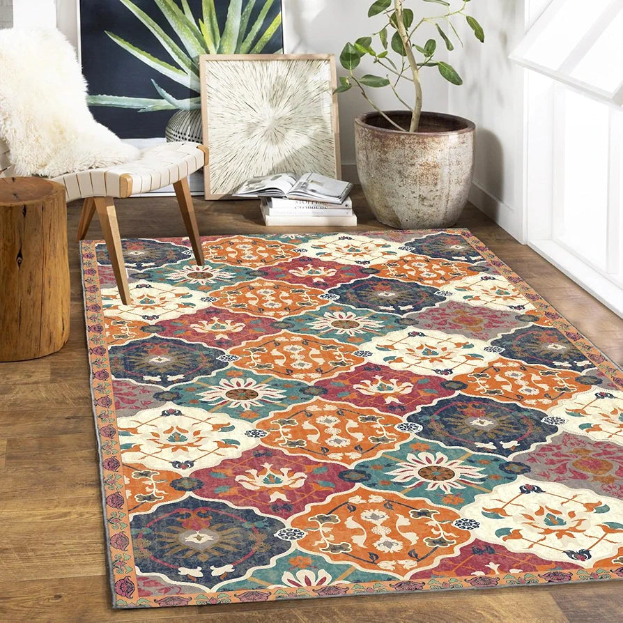 ishro home 3 x 5 Feet 3D Jet Multi Printed Carpet Rug Runner and Carpets for Bedroom/Living Area/Home with Anti Slip Backing 