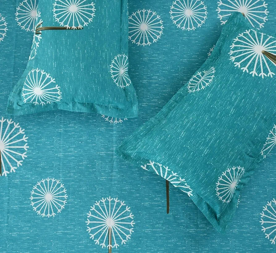 HOMEKART Cotton 200 TC Proper King Size Bedsheet for Double Bed, King Size 108 x 108 Inches Breathable for Summer with 2 Large Size Pillow Covers Without Joint- Tortoise Circles