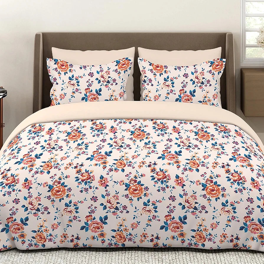 Layers Marigold 100% Cotton Bedsheet Set for All Seasons - Lightweight, Moisture Absorbent, Machine Washable & Easy to Care - Gift for Housewarming & More - 144 TC - King Size 