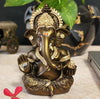 Gold Art India Handcrafted French Brown Mukut Ganesha Idol Perfect for Car Dashboard Home or Office