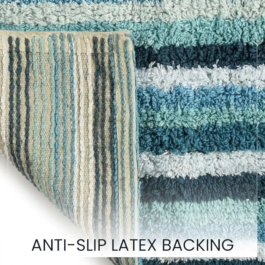 SASHAA WORLD Striped Anti Skid Bathmat & Contour Set 