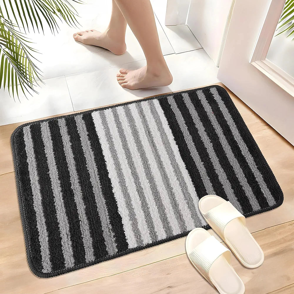 Kuber Industries 16x24 Inch Anti-Skid Water-Absorbent Door Mats for Home | Durable Main Entrance Footmat for Bathroom, Living Room & Office | Pearl Lining -Grey