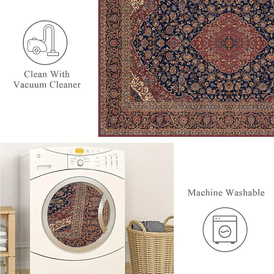 ishro home Premium Carpet for Hall, Bedroom, Living Room | Medallion Collectible Carpets | Anti Skid | Machine-Washable | Non-Shedding | Non- Fading | 