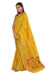 Monjolika Fashion Women's Yellow Color Banarasi Silk Saree With Blouse Piece