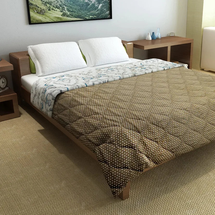 Divine Casa Microfibre All-Weather 150 GSM Printed Reversible Double Bed Size Quilt Comforter Blanket - 