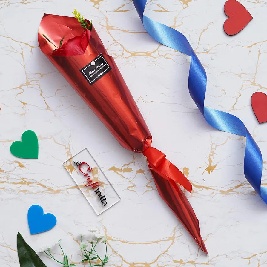 eCraftIndia Best Wishes Artificial Red Rose Flower Decorative Showpiece Gift | Valentine Gift for Girlfriend Boyfriend Husband Wife Her Him | Valentine Decoration Items