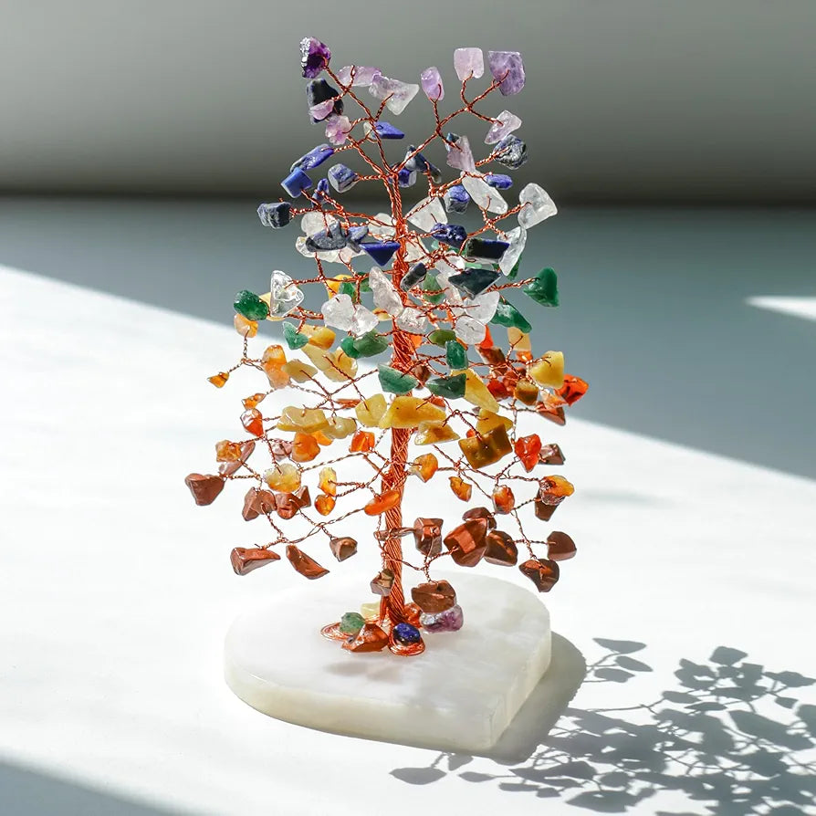 ZAICUS Gemstone Bonsai Tree with Healing Crystals – 7 Chakra Heart Base Feng Shui Showpiece Home & Office Décor – Housewarming Gift - Chakra Tree
