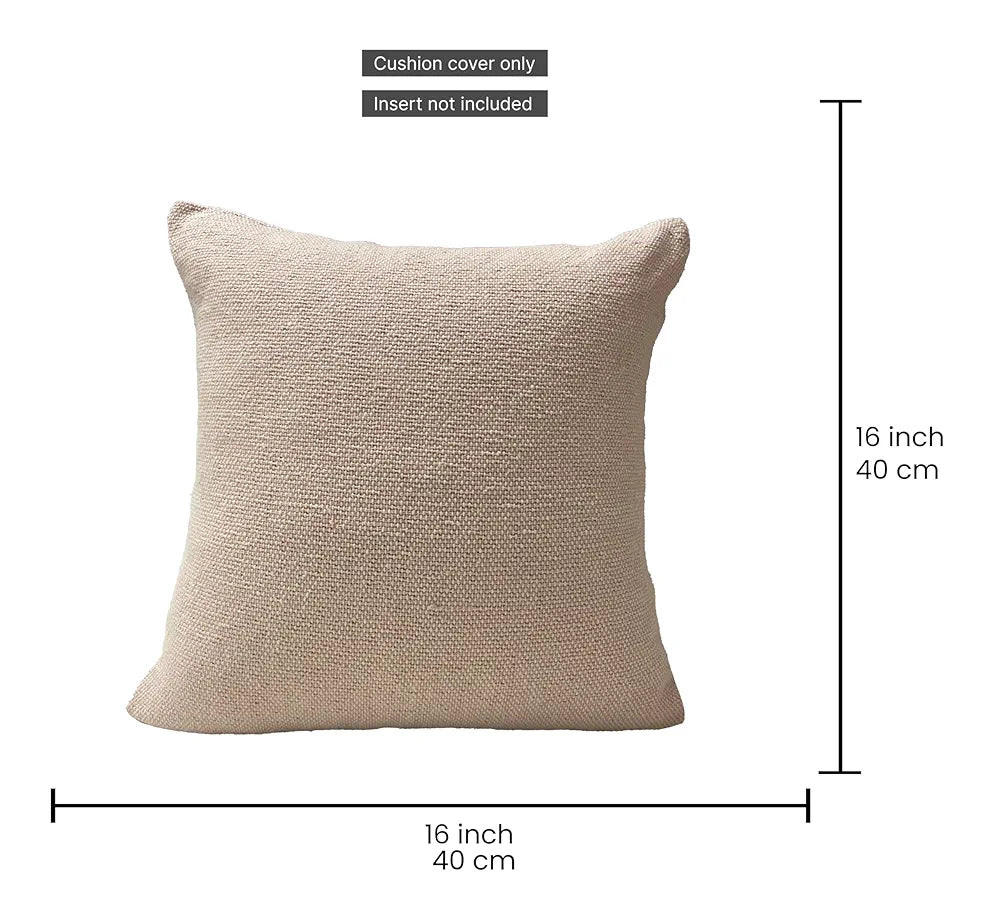 SAJAVAT HOME Cotton Cushion Cover 16X16 Inches  – Soft Decorative Cushion Cover for Sofa, Bed, or Chair –Beige & Oyster Pink, Pack of 1