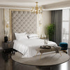 Stoa Paris Satin Bedsheets for Super King Size Bed 300TC Premium Bedsheet with 4 Pillow Covers Colour Vanilla White