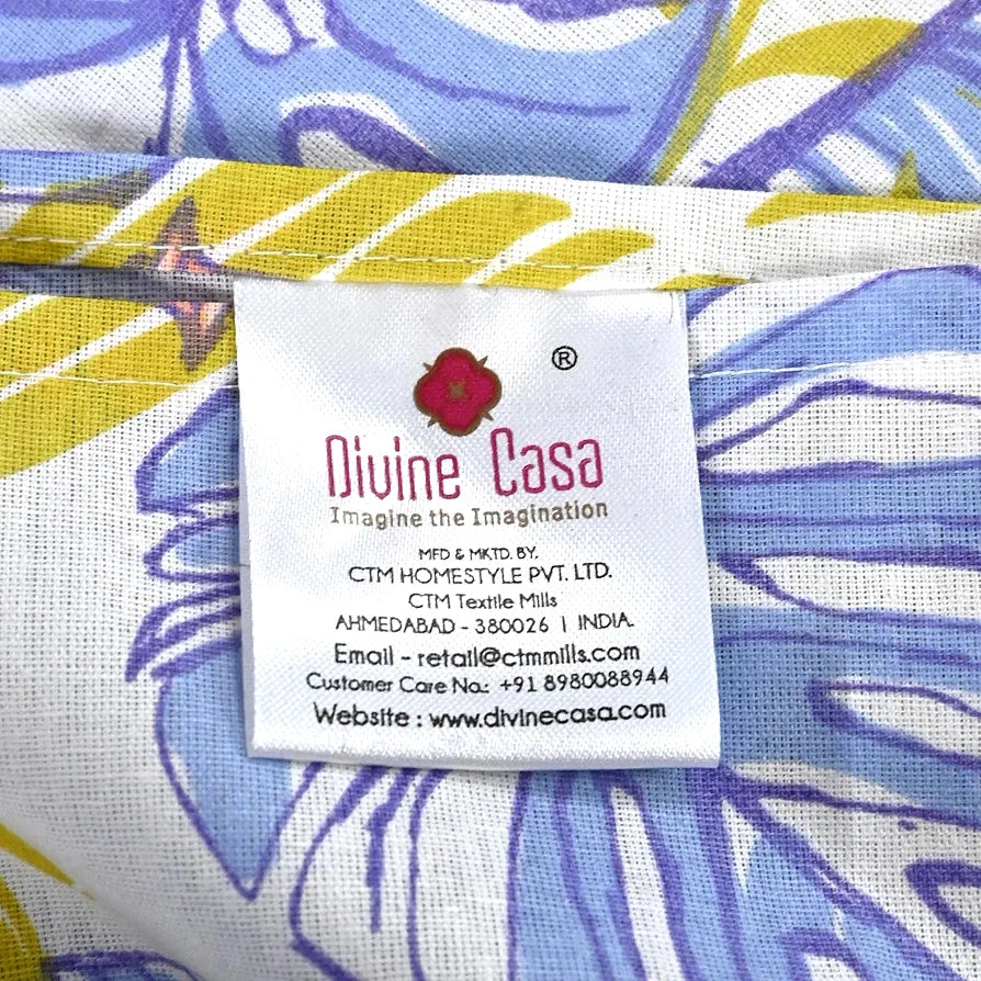 Divine Casa 144 TC Cotton Double Bedsheet with 2 Pillow Covers | Soft, Durable & Skin-Friendly Fabric for All-Season Use | 254 x 222 CM | Tropical Breeze | Lavender Gold | Bedroom Decor Upgrade
