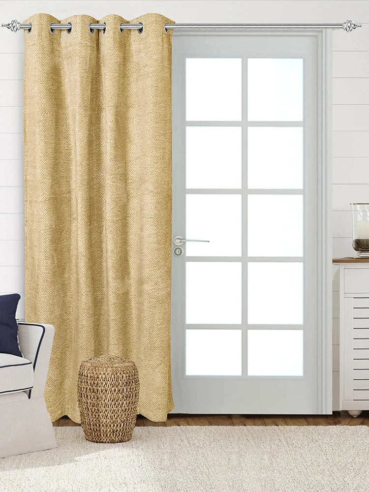 SARAL Home Pacman Chenille Blackout Door Curtains 1pc_ Gold_ 4X7 Ft