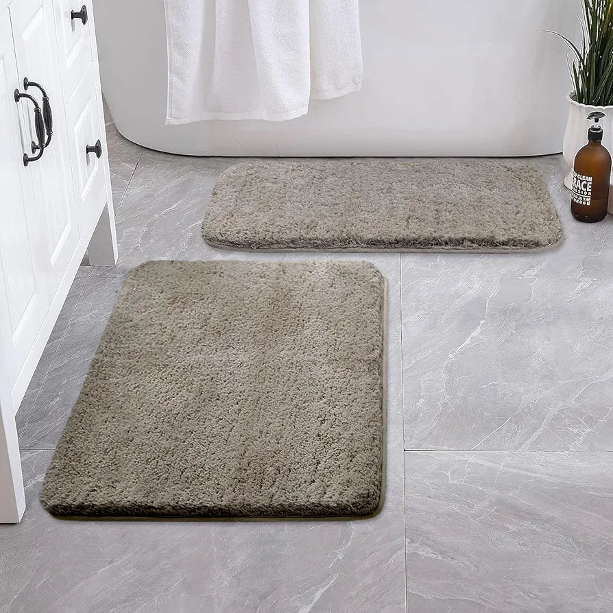 LUXE HOME INTERNATIONAL Bath Mat Super Soft Ultra Absorbent Rectangular Mat Microfibre 3200 GSM Door Mat For HOME/Kitchen/Bathroom/Bedroom/Kid'S Room Floor Mat  Pack Of 2, Grey