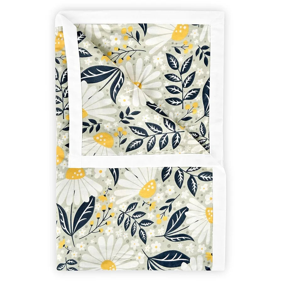 Divine Casa Floret 100% Cotton Double Dohar | 120 GSM | Soft & Lightweight Throw Blanket | Reversible Design | Cozy & Breathable Bedding | All-Season Comfort | 220 x 205 CM, Vintage Daisies