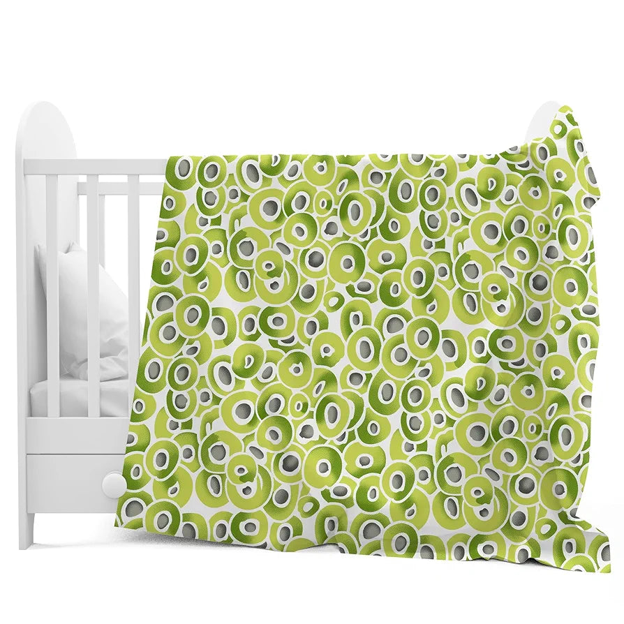 Divine Casa 120 GSM Microfiber Single Kids Dohar  | Soft & Lightweight Throw Blanket | Cozy & Breathable | All-Season Comfort | 140 x 100 CM | Cloudy Balls Pattern | Green Glow