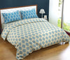 Trance Home Linen 200TC 100% Cotton Printed Zippered Duvet Cover/Blanket Cover/Quilt Cover Queen Size with 2 Pillow Covers Colour Damask & Dori Blue