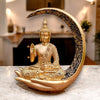 Neelaya Antique Meditating Moon Buddha Showpiece Polyresin Idol Statue Gold