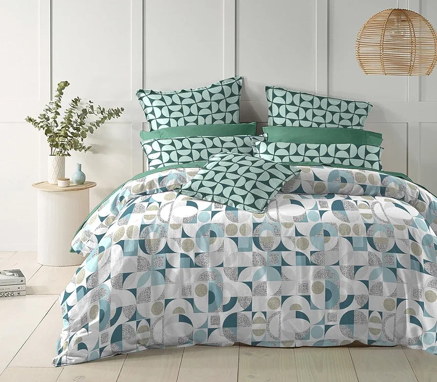 THE HOME STYLE Cotton Elastic Fitted All Around Printed King Size Double Bed Bedsheet wih 2 Pillow Cover 