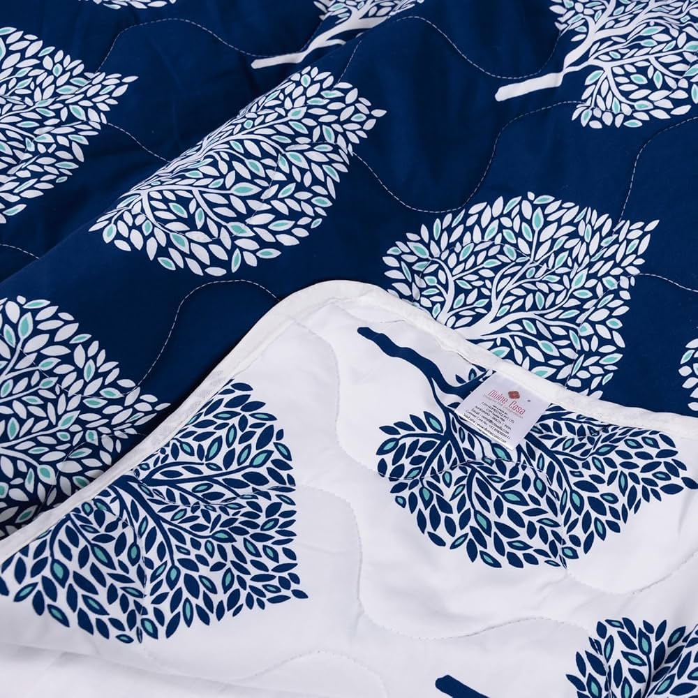 Divine Casa 120 GSM Microfiber Single Bed Comforter | Soft & Lightweight Reversible AC Blanket | All-Season 3-Layered Quilt | 230 x 140 cm, Dark Sapphire