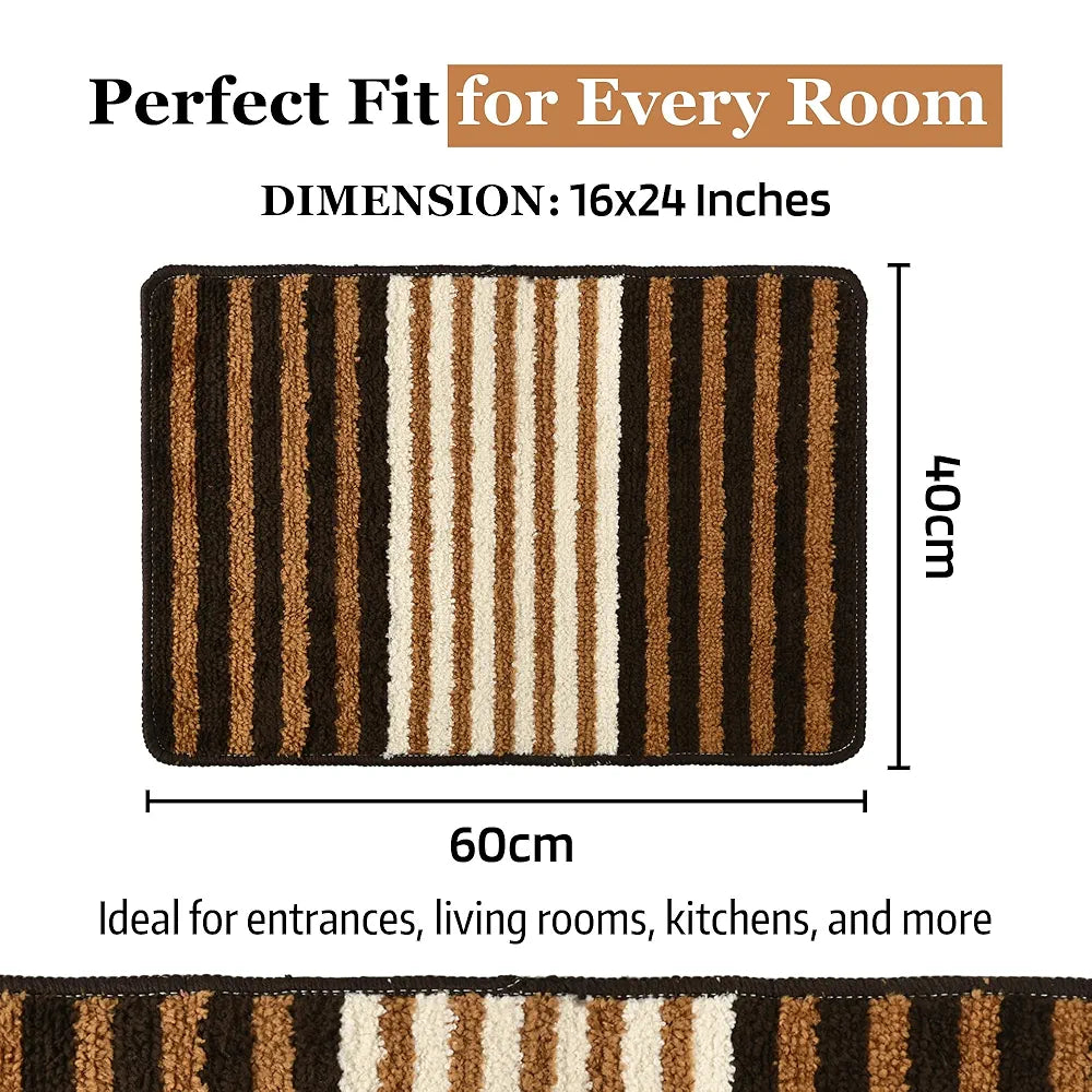 Kuber Industries 16x24 Inch Anti-Skid Water-Absorbent Door Mats for Home | Durable Main Entrance Footmats for Bathroom, Living Room & Office | Micro Pearl Lining - Brown