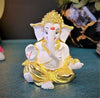 Gold Art India Gold Plated Gaddi Ganesha for Car Dashboard Home Decor Gaaddigoldwhite