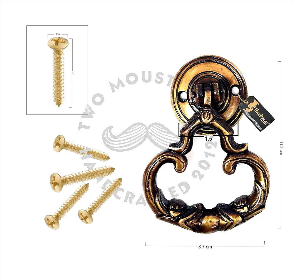 Two Moustaches Ethnic Indian Carved Brass Door Knocker