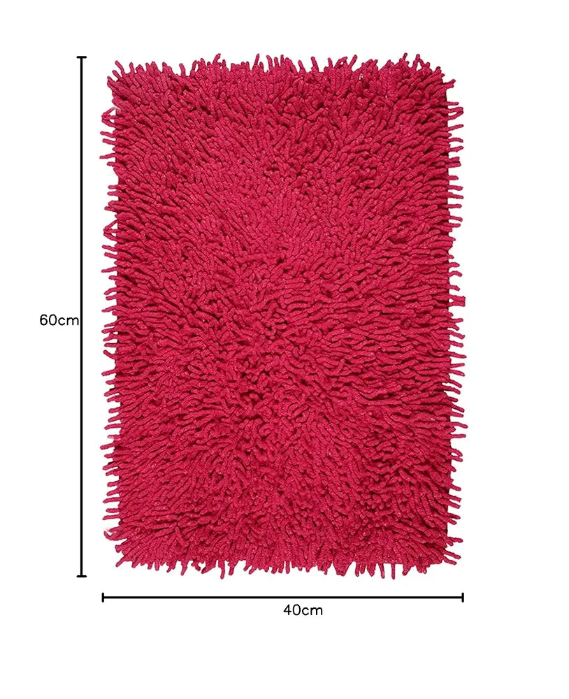 Saral Home Cotton Shaggy Anti-Skid Rectangular Solid Bath Mat | Soft & Super Absorbent Mats for Shower | Washable, Non-Slip & Quick-Drying Mats for Home/Kitchen/Office 