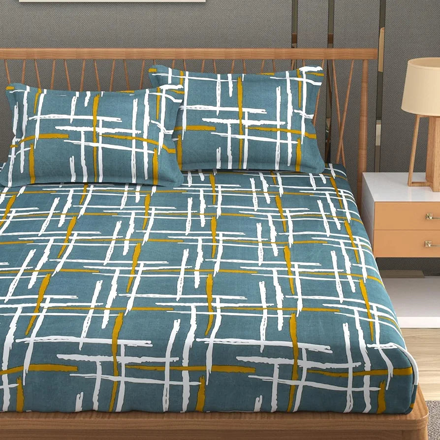 Homefab India 180 TC Microfiber Double BedSheet with 2 Pillow Covers -  - Green