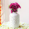 Behoma Metal Flower Vase Off-White Crackled Flowers not Included