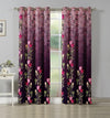 Nendle Polyester Printed Curtains 7 Feet Long Set of 2 Multicolor Pink Colour
