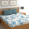 Dreamlet Premium Cotton Flat Double Bedsheets With 2 King Size Pillow Covers Double Bed Breathable | Blue & White