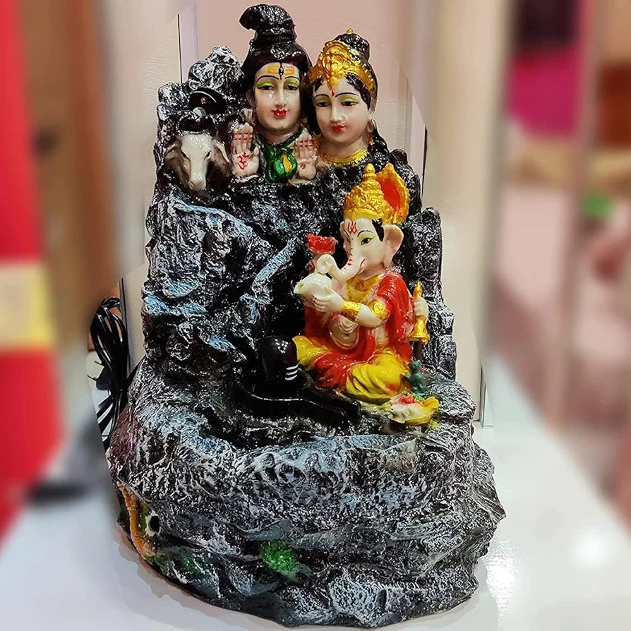 ALILA Resin Lord Shiva Water Fountain With Led Lights For Home Decor Decoration, 15 In