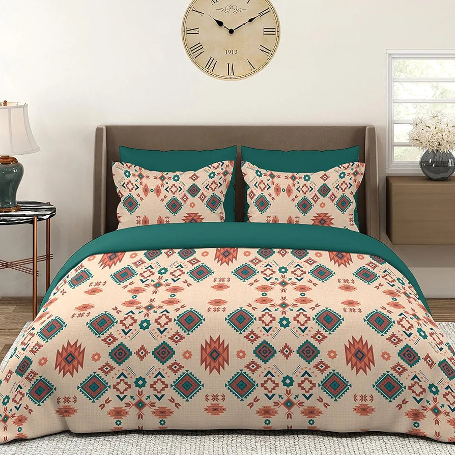 Layers Basicx 100% Cotton Bedsheet Set for All Seasons - Lightweight, Moisture Absorbent, Machine Washable & Easy to Care - Gift for Housewarming & More - 120 TC - Queen Size 