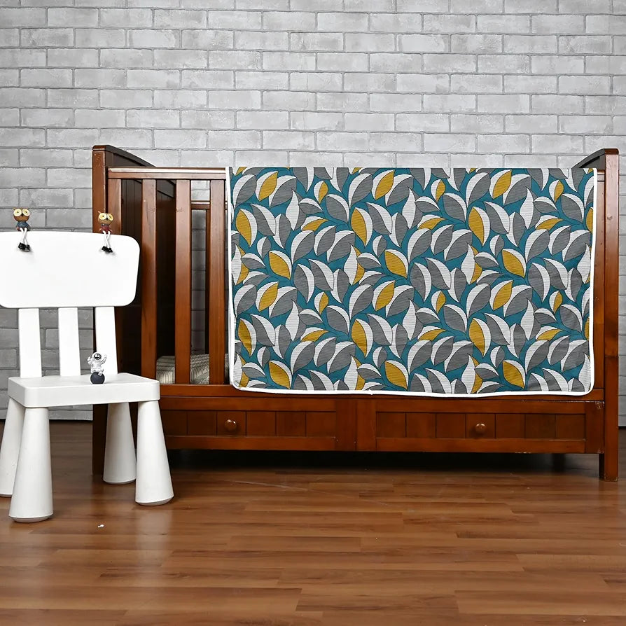 Divine Casa Floret 100% Cotton Single Kids Dohar | 120 GSM | Soft & Lightweight Throw Blanket | Cozy & Breathable Bedding | All-Season Comfort | 140 x 100 CM, Woody Petals