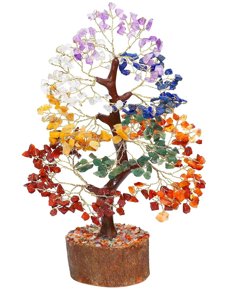 Crocon Seven Chakra Tree of Life for Positive Energy - Feng Shui Decor, Fake Bonsai, Crystals and Healing Stones, Money Tree, Room Decor 7 Chakra, Stone, Healing Crystals, Spiritual Gifts