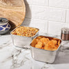 Femora Stainless Steel Square Serving Bowl Set of 2 | 750 Ml