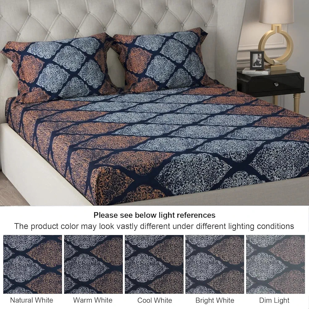 Cloth Fusion Elastic Fitted Queen Size Bed Sheet with 2 Pillow Covers, Soft Wrinkle Free Elastic Bedsheets for Queen Size Bed 