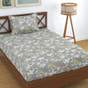 Homefab India 180 TC Microfiber Single BedSheet with 1 Pillow Cover Light Grey Floral