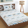 Homefab India 180 TC Microfiber Single BedSheet with 1 Pillow Cover White Waves