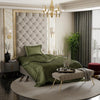 Stoa Paris Satin Comforter Double Bed with 300 TC 1 Pillow Covers Colour Olive Oasis