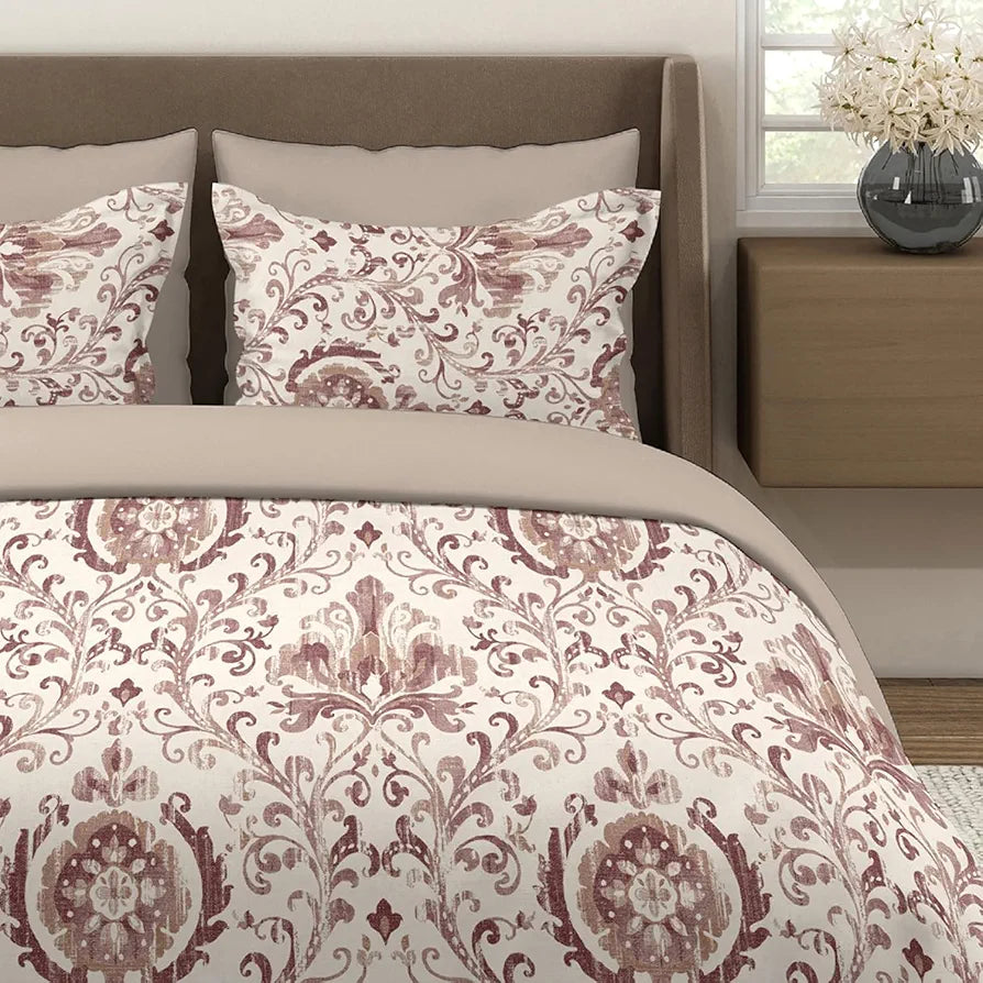 Layers Glory 100% Cotton Bedsheet Set for All Seasons - Lightweight, Moisture Absorbent, Machine Washable & Easy to Care - Gift for Housewarming & More - 144 TC - Queen Size 