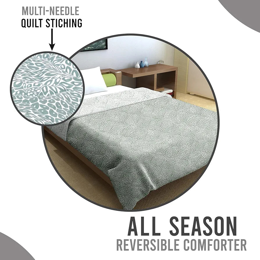 Divine Casa 120 GSM Microfiber Single Bed Comforter | Soft & Lightweight Reversible AC Blanket | All-Season 3-Layered Quilt | 230 x 140 cm, Slate Grey